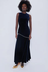 Navy Sole Velvet Dress